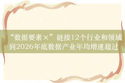 “数据要素×”链接12个行业和领域 到2026年底数据产业年均增速超过20%